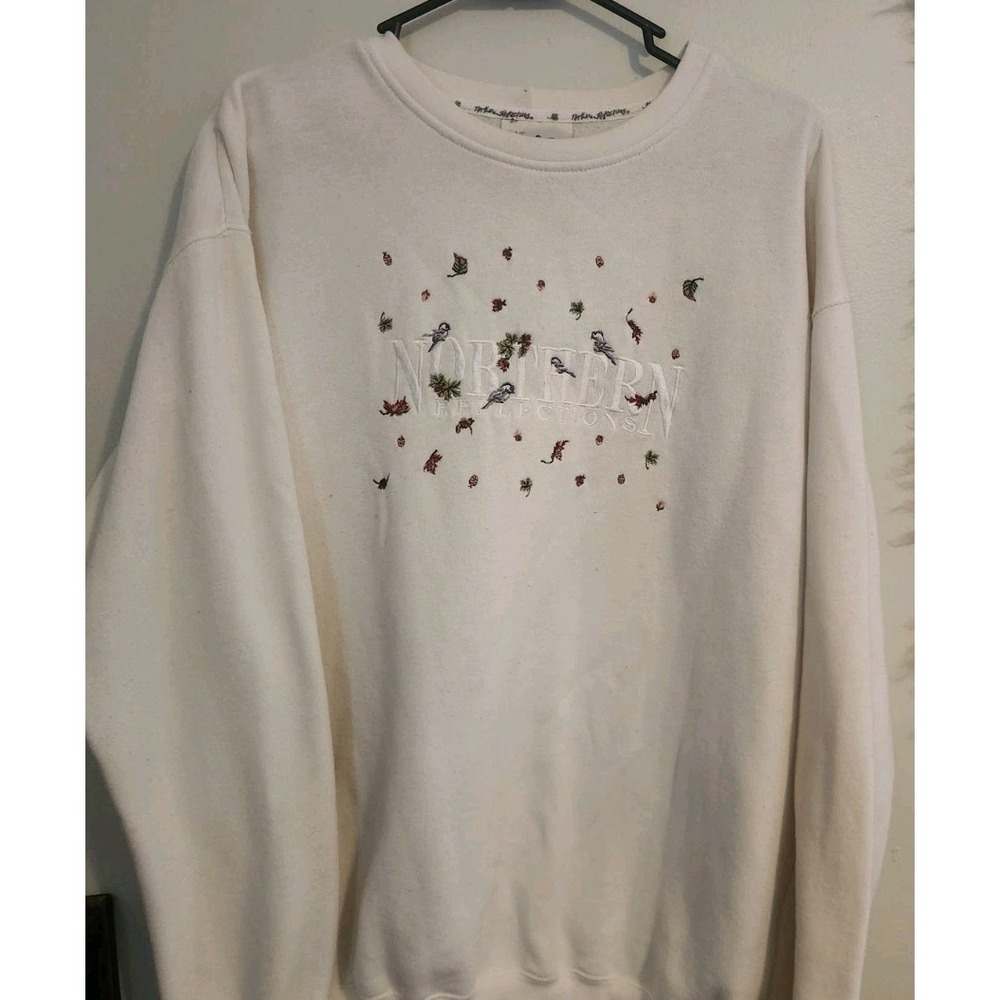 Vintage Northern Reflections Sweater Embroidered Birds Made In Taiwan Sz Large